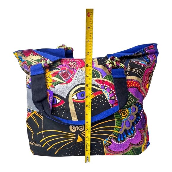 Laurel Burch Colorful Black Cat Shoulder Purse Pocketbook Canvas Tote Bag NEW - Picture 5 of 16
